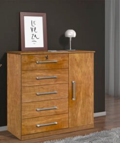 Cômoda Vane 012 Cinamomo 5 Gavetas 1 Porta Larg. 0.92m - JL Móveis