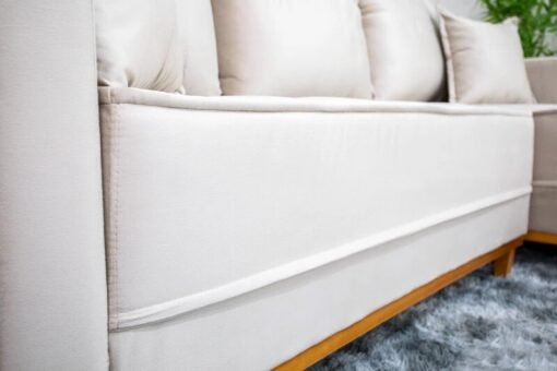 Sofá 3 Lug. Com Chaise Lado Esquerdo Milão Larg. 2.30m Veludo Bege 818 - Molas Ensacadas - Imagem 4