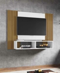 Painel Navi para TV até 47 Polegadas Branco Ripado Bechara