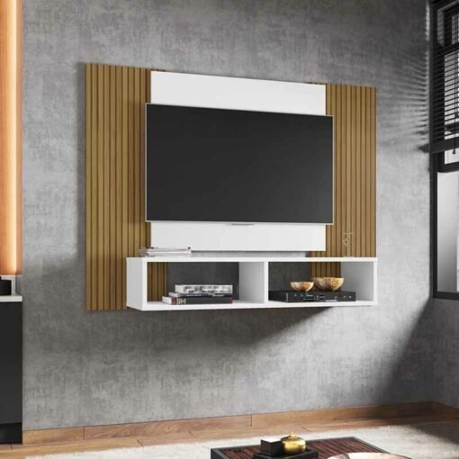Painel Navi para TV até 47 Polegadas Branco Ripado Bechara