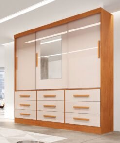 Guarda-Roupa 3 Portas(Sem Pés)Athenas 1,80 m Nature/Off White - BIANCHI