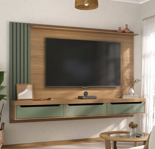 Painel até 75" Presence Carvalho/Menta - ARTELY