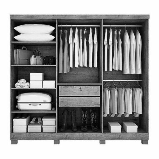 Guarda-Roupa Casal Sergipe Larg. 1.80m 6 Portas Nature Com Pés Bianchi - Imagem 2
