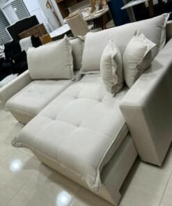 Sofá Retrátil S-100 2,30 m Linho Prata 111 - SUPREMA ESTOFADOS