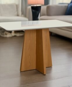 Mesa Dasala 120 Canto Reto Imbuia Mel/Off White - CARVALHO DECOR