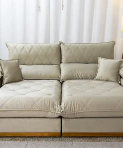 Sofá Retrátil Reclinável 2.30m Magnum Veludo Bege 818 - Molas Ensacadas