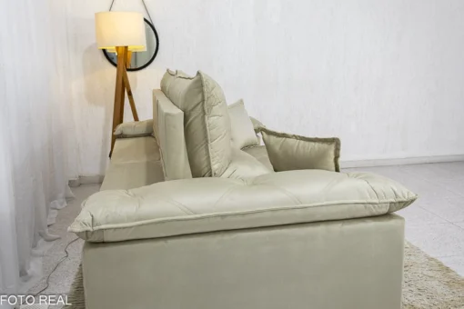 Sofá Retrátil Reclinável Magnum Veludo Bege 818 Larg. 2.50m - Molas Ensacadas - Imagem 2