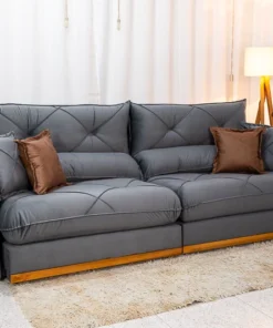 ofá Retrátil Reclinável Gran Bello (BARUC) 2.50m Veludo Cinza - D33 e Molas Ensacadas