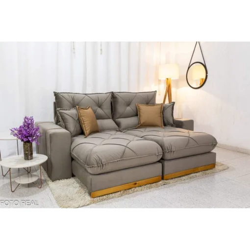 Sofá Retrátil Reclinável Gran Bello (BARUC) 2.50m em Veludo Capuccino - Conforto e Estilo em Sua Sala - Imagem 5