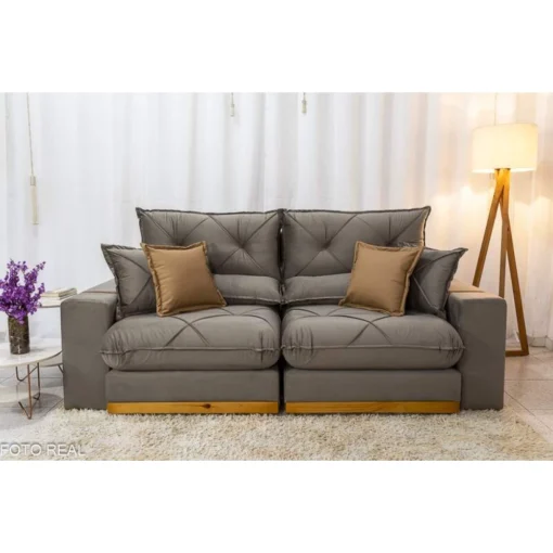 Sofá Retrátil Reclinável Gran Bello (BARUC) 2.90m em Veludo Capuccino - Conforto e Estilo em Sua Sala - Imagem 4