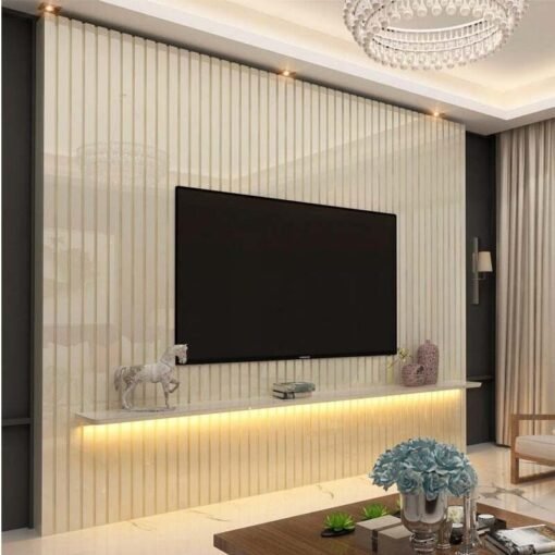 Painel Nobre Off Ripado 100% MDF C/ Led TV até 85 Larg. 2.30m - Gelius