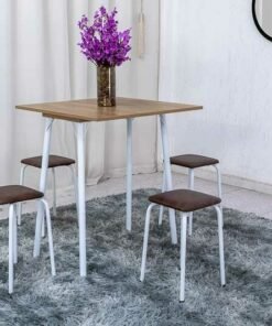 Mesa dobrável Bali C/ 4 Tamboretes Marrom Teixeira