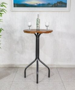 Mesa de Varanda Alta Goiás Tampo de Madeira 60X60 Redonda Teixeira