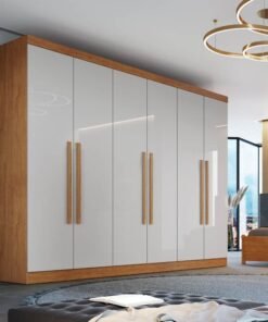 Roupeiro Casal Genova Nature/Off 6 Portas 6 Gavetas Larg. 2.70m - Bianchi