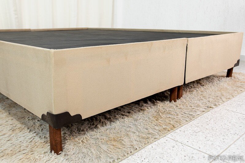 Base Box Queen Bipartida Zeus 162x200x38 Sued Capuccino SE - Imagem 3