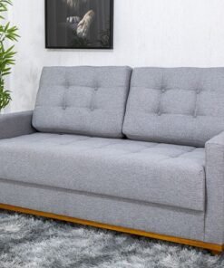 Sofá 3 lugares Living Áustria Linho Cinza A59 Larg. 1.70m