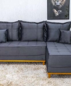 Sofá 3 Lug. Milão C/Chaise Lado Esquerdo Veludo Cinza 814 Larg. 2.30m - Molas Ensacadas