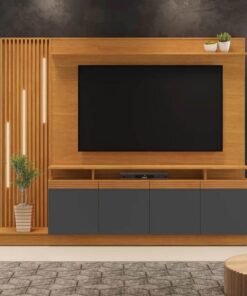 Home Absoluto Cinamomo/Grafite Ripado C/ Led TV até 65 Polegadas Larg. 2.00m - JCM