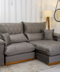 Sofá Retrátil Reclinável 2.30m Magnum Veludo Cinza 813 - Molas Ensacadas