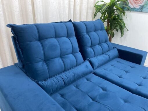Sofá Retrátil Reclinável Small 2.00m - Azul Veludão - Imagem 3