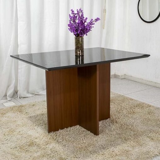 Mesa Jantar Helo 120×90 Tampo Grafite Vidro Preto Poliman - Imagem 2