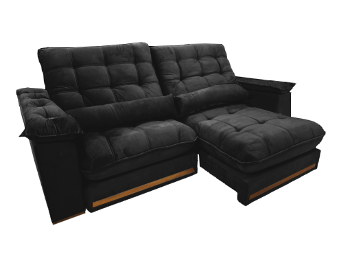 Sofá Retrátil e Reclinável Hércules/Zurique 2,50 m Veludo Preto - VICAM ESTOFADOS - Imagem 2