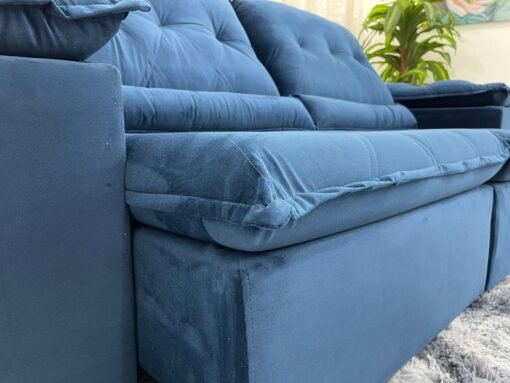 Sofá Retrátil Reclinável Las Vegas 2.30m - Azul Veludão - Imagem 5