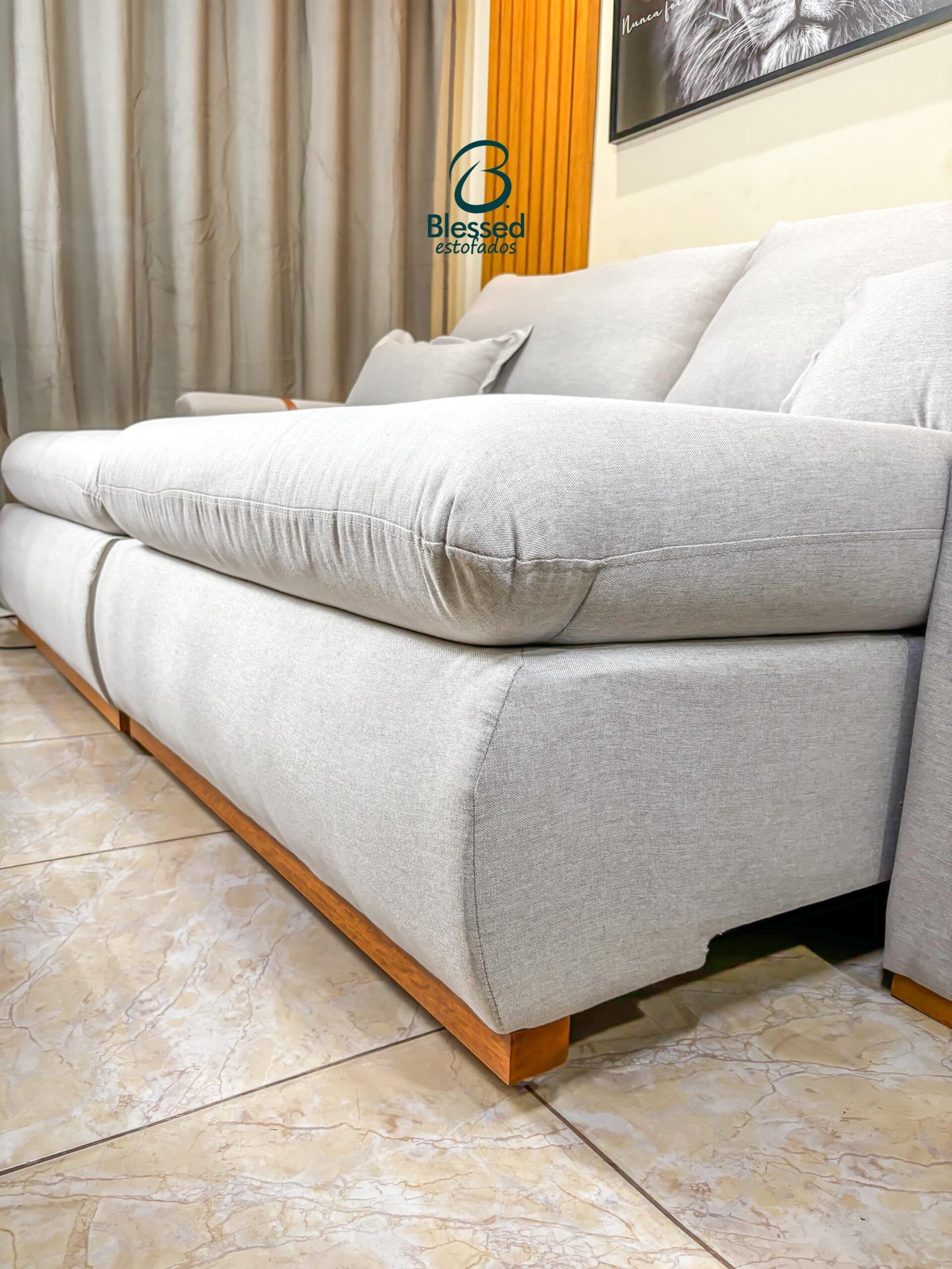 Sofá cama Trevo 3 em 1 Caixa zero - 2.30 m Linho cinza prata - Imagem 3