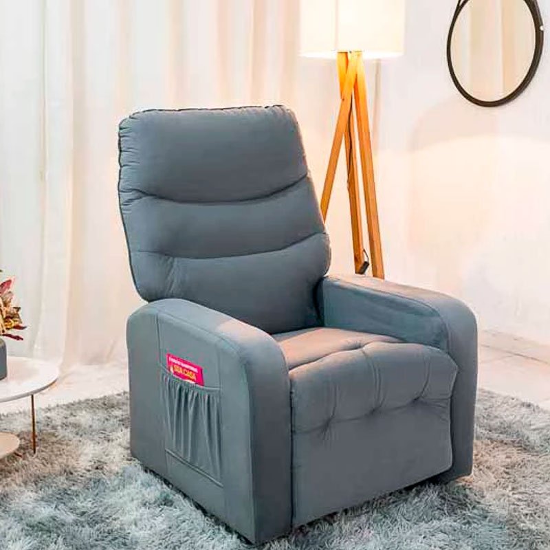 Poltrona Reclinável Punto Veludo Cinza 425 - Imagem 2