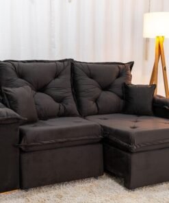 Sofá Retrátil Reclinável Porto Madri 2.00m Veludo Marrom - D28 Pró Aditivada