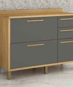 Balcão Cozinha Torino Cinamomo/Grafite 3 Portas 2 Gavetas Larg. 1.20m - Valdemoveis