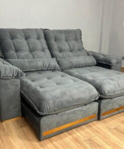 Sofá Retrátil e Reclinável Istambul 2.50m - Cinza Veludo