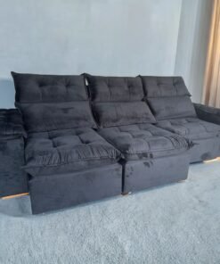 Sofá Retrátil e Reclinável Imperial 2,75 m Veludo Jolie Preto 12 – IMPERIAL DECOR