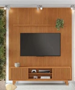 Rack Triunfo Cinamomo Larg. 2.00m + Painel Riso Cinamomo Ripado TV até 75 Polegadas Larg. 2.07m - JCM