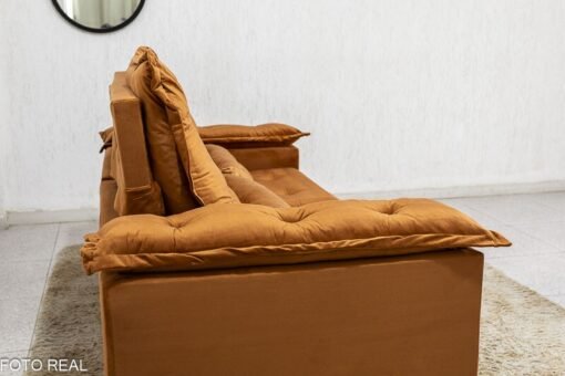 Sofá Retrátil Reclinável Grécia Veludo Terracota Larg. 2.00m - Sem Caixa - Imagem 8
