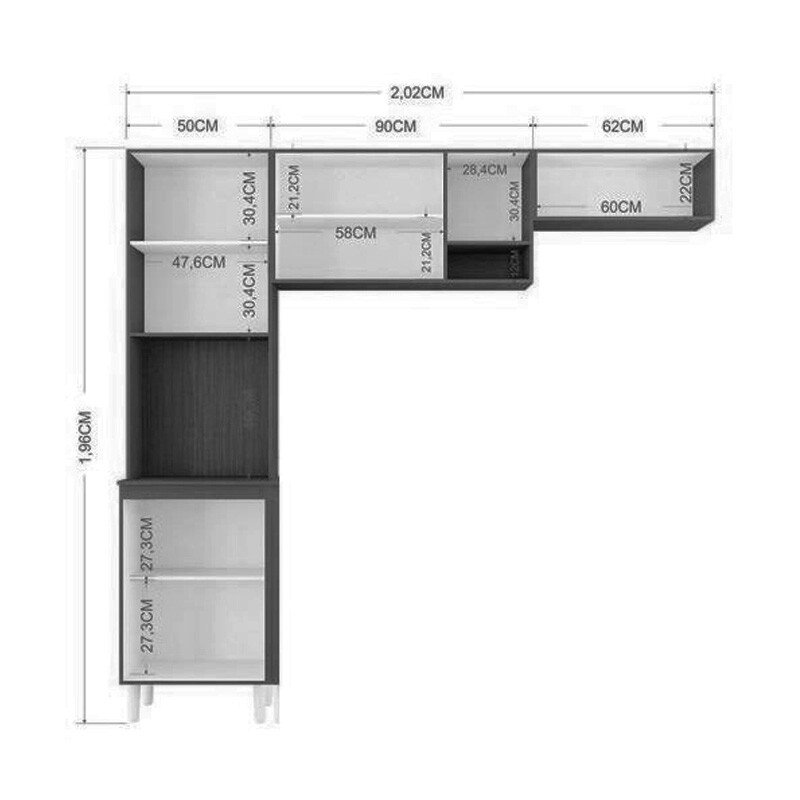 Cozinha Compacta Isadora Branco 8 Portas Larg. 2.02m - Poquema - Imagem 4