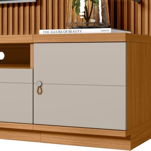Painel até 75" + Rack + Módulo Lateral Ouro Preto Nature/Off White - LINEA BRASIL - Imagem 3