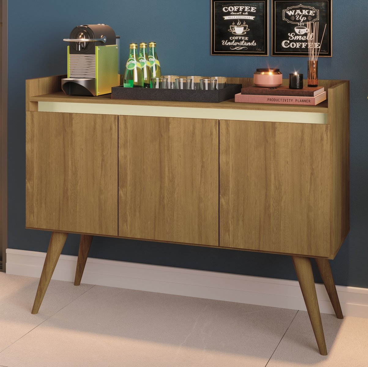 Buffet 3 Portas Gold Mel/Pérola - MÓVEIS PRIMUS - Imagem 3