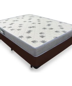 Colchão Casal Light D33 + Base Box Simples Corino Marrom – ORTOBOM + ALTO NÍVEL CAMAS E COLCHÕES