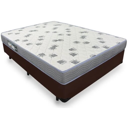 Colchão Casal Light D33 + Base Box Simples Corino Marrom – ORTOBOM + ALTO NÍVEL CAMAS E COLCHÕES