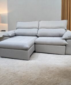 Sofá Retrátil e Reclinável Jackson 2,50 m Linho Prata 3125 - UNIART ESTOFADOS