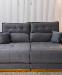 Sofá Retrátil Reclinável Dakar Veludo Cinza 814 Larg. 2.50m - Molas Ensacadas