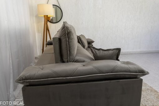 Sofá Retrátil Reclinável Magnum Veludo Cinza 813 Larg. 2.50m - Molas Ensacadas - Imagem 8
