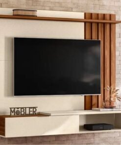 Home Suspenso Vegas Larg. 1.60m com Detalhe Ripado Pérola Metalizada/Cinamomo Mel -Mobler