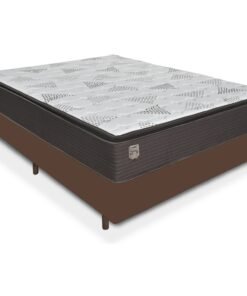Colchão Casal Ravena D26 + Base Box Simples Corino Marrom - UMAFLEX + BIOSTAR