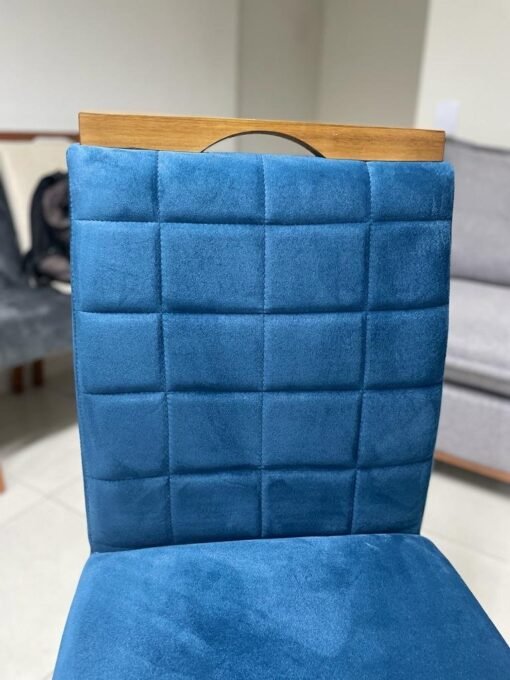 Kit 2 Cadeiras Roma Mel/Veludo Azul – WM DECOR - Imagem 3