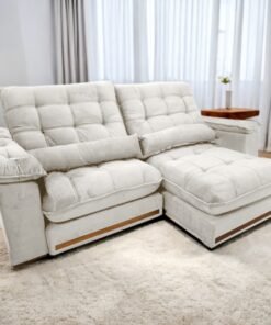 Sofá Retrátil e Reclinável Hércules/Zurique 2,50 m Veludo Marfim - VICAM ESTOFADOS