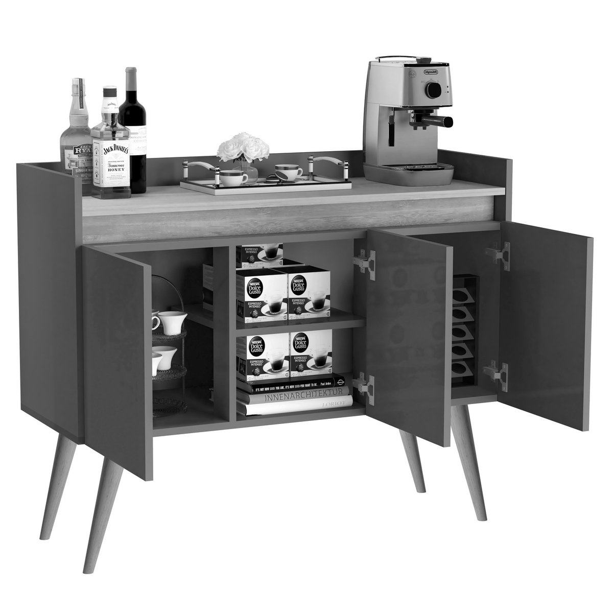 Buffet 3 Portas Gold Mel/Pérola - MÓVEIS PRIMUS - Imagem 5