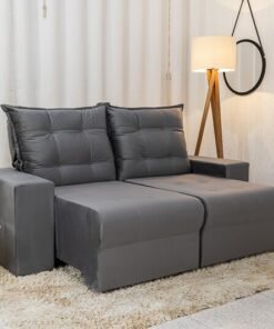 Sofá Retrátil Reclinável Belém Veludo Cinza 814 Larg. 1.90m
