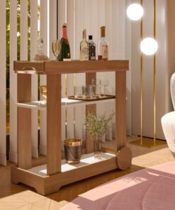 Carrinho Bar Rosé Cinamono/Off White - ARTELY